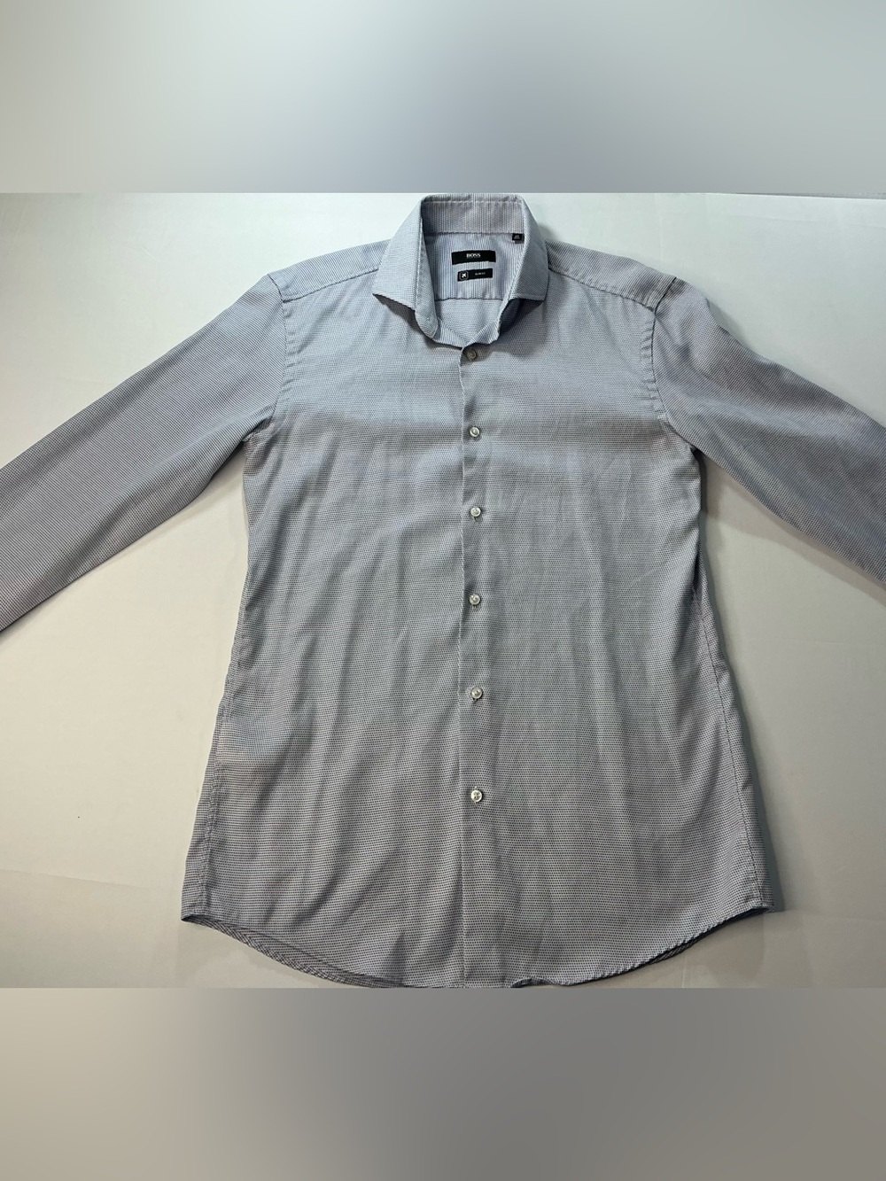 Hugo Boss Light Blue Micro-Pattern Dress Shirt